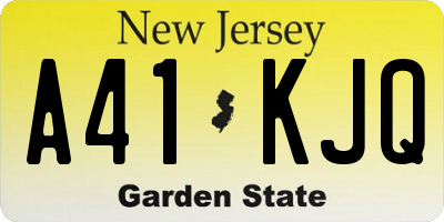 NJ license plate A41KJQ