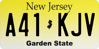 NJ license plate A41KJV