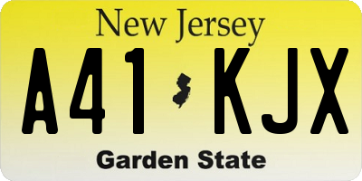 NJ license plate A41KJX