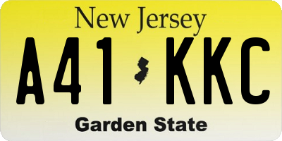 NJ license plate A41KKC