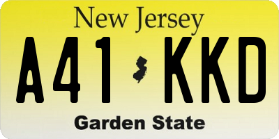NJ license plate A41KKD