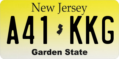 NJ license plate A41KKG