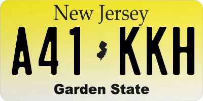 NJ license plate A41KKH
