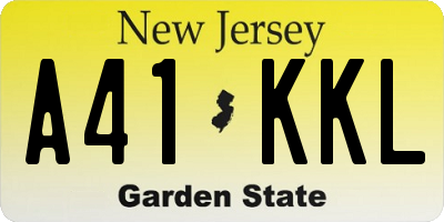 NJ license plate A41KKL