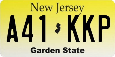NJ license plate A41KKP