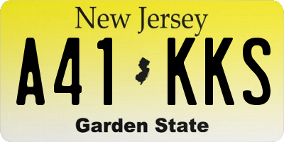 NJ license plate A41KKS
