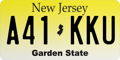 NJ license plate A41KKU