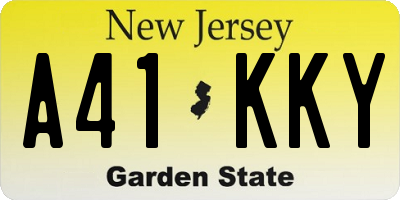 NJ license plate A41KKY