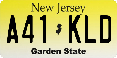 NJ license plate A41KLD