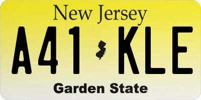 NJ license plate A41KLE