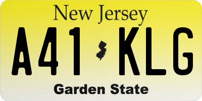 NJ license plate A41KLG