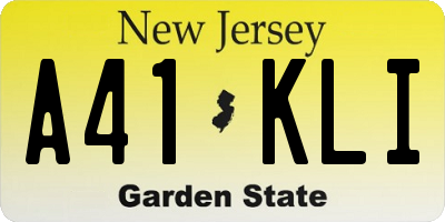 NJ license plate A41KLI