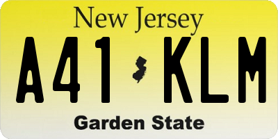 NJ license plate A41KLM