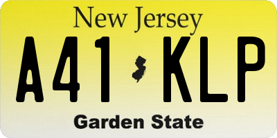 NJ license plate A41KLP