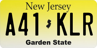 NJ license plate A41KLR
