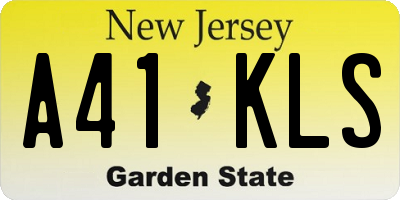 NJ license plate A41KLS