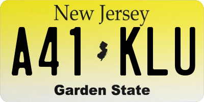 NJ license plate A41KLU