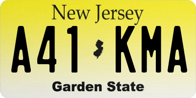 NJ license plate A41KMA