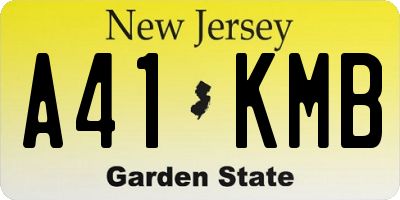 NJ license plate A41KMB
