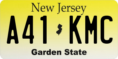NJ license plate A41KMC