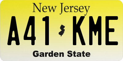 NJ license plate A41KME