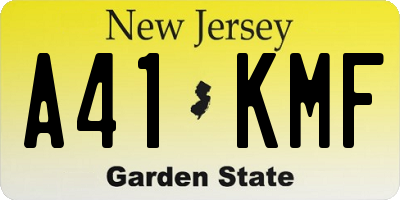 NJ license plate A41KMF
