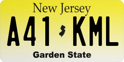 NJ license plate A41KML