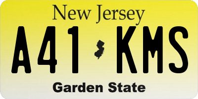 NJ license plate A41KMS