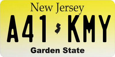 NJ license plate A41KMY