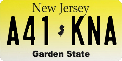 NJ license plate A41KNA