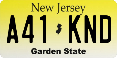 NJ license plate A41KND