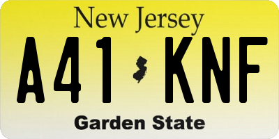 NJ license plate A41KNF