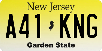 NJ license plate A41KNG