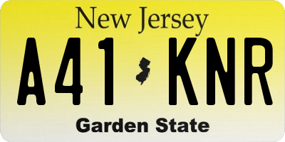 NJ license plate A41KNR