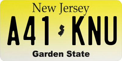 NJ license plate A41KNU