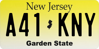 NJ license plate A41KNY