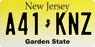 NJ license plate A41KNZ