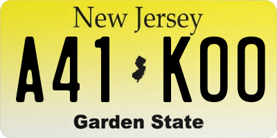 NJ license plate A41KOO