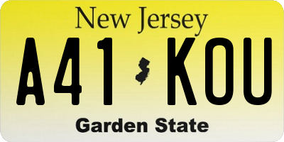 NJ license plate A41KOU