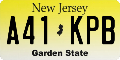 NJ license plate A41KPB
