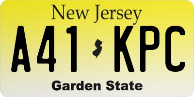 NJ license plate A41KPC