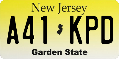 NJ license plate A41KPD