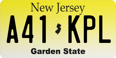 NJ license plate A41KPL