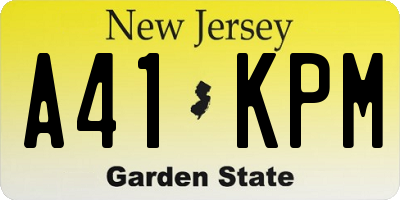 NJ license plate A41KPM