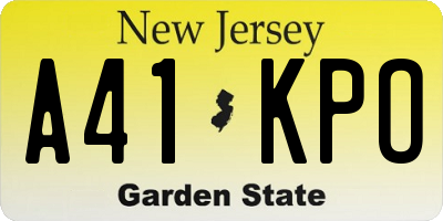 NJ license plate A41KPO