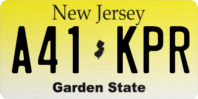 NJ license plate A41KPR