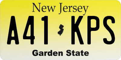 NJ license plate A41KPS