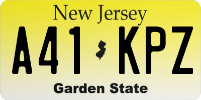 NJ license plate A41KPZ