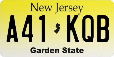 NJ license plate A41KQB