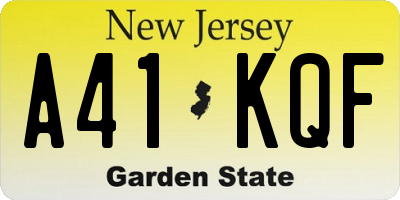 NJ license plate A41KQF